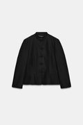 Veste cintrée à col mao et boutons décoratifs