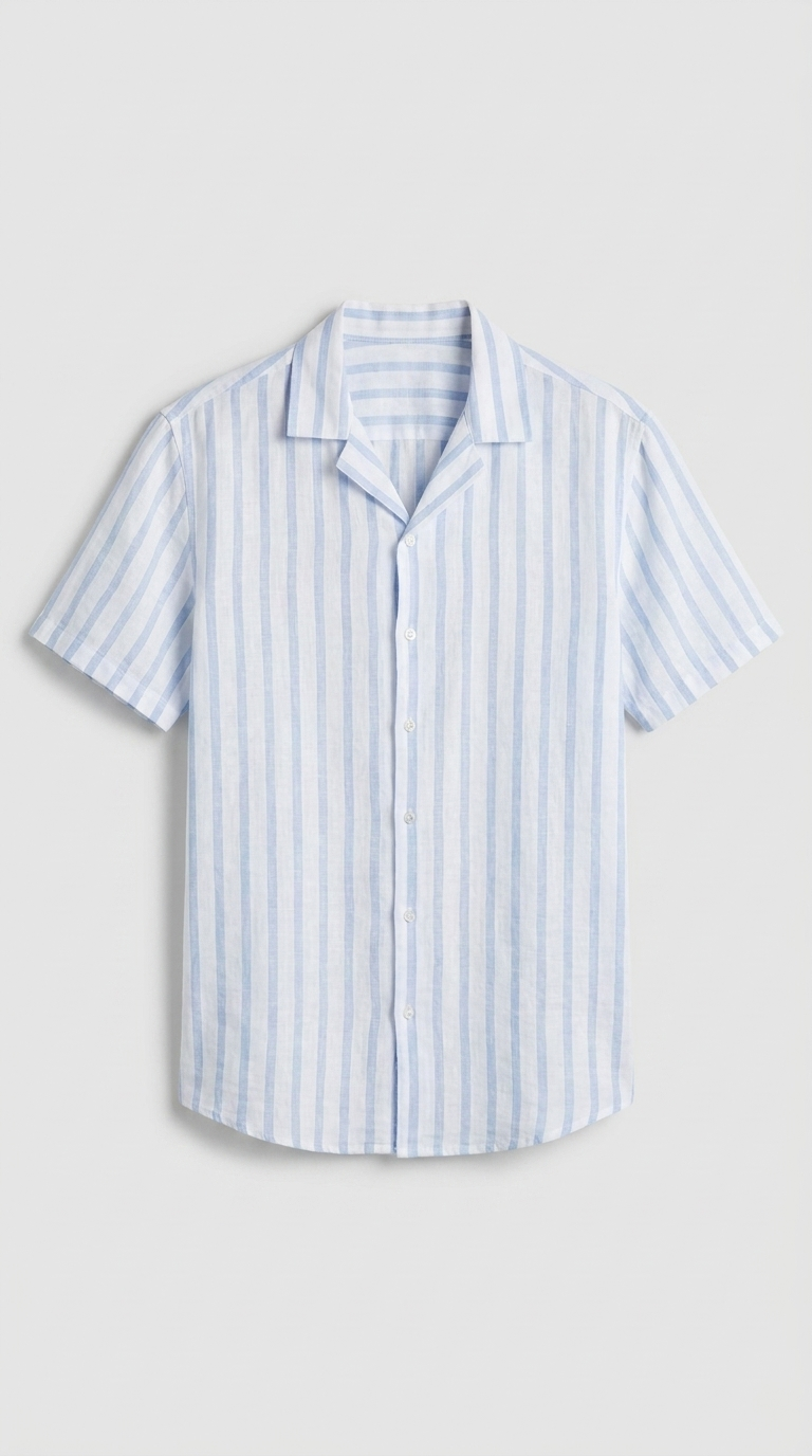 Striped Linen Shirt – Sky Blue