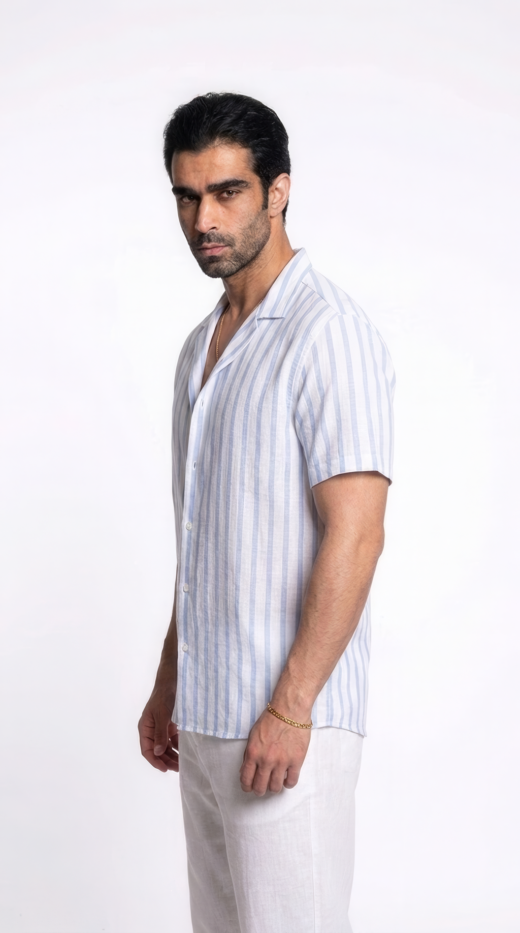 Striped Linen Shirt – Sky Blue